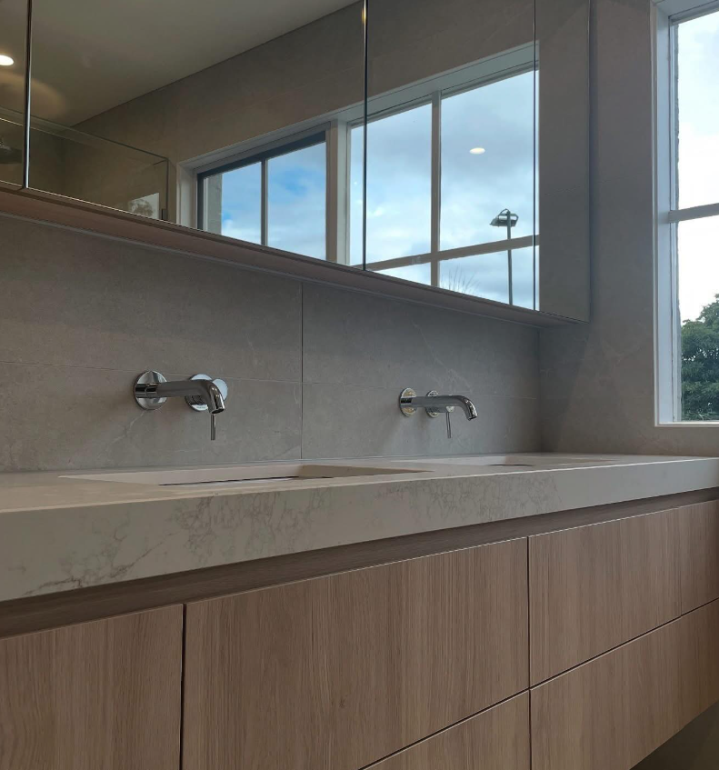 Modern bathroom with double vanity
