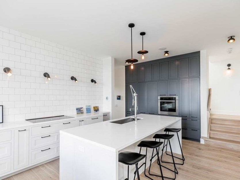 Modern kitchen with white cabinets