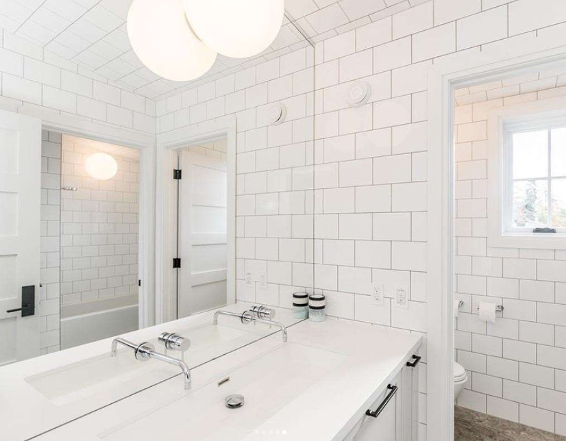 White bathroom with subway tile